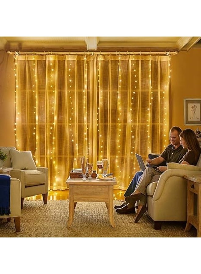 Noon East LED Copper Wire Curtain Light 8 Modes Curtain Lights 300 Leds 10 Fairy Light 3Mtr Each Indoor/Outdoor Decoration For Decoration,Patio Lawn - Image 1